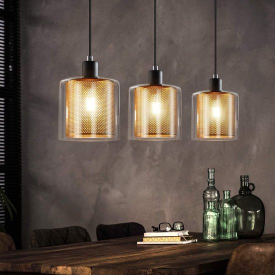 EETTAFEL LAMP - ZINAPAPS Vintage hanglamp, eettafel 3 lamp hanglamp met  dubbele... | bol.com