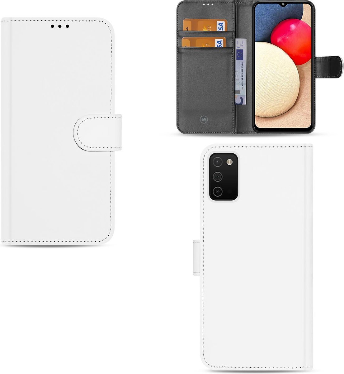 Hoesje Samsung Galaxy A03s Book Cover Wit met Pasjeshouder