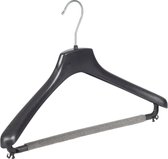 De Kledinghanger Gigant - 30 x Mantel / kostuumhanger kunststof zwart met schouderverbreding en anti-slip broeklat (2 mm schuim), 40 cm