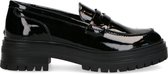 Manfield - Dames - Chunky zwarte loafers van lakleer - Maat 40