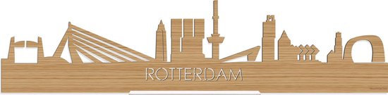 Standing Skyline Rotterdam Bamboe hout - 40 cm - Woon decoratie om neer te zetten en om op te hangen - Meer steden beschikbaar - Cadeau voor hem - Cadeau voor haar - Jubileum - Verjaardag - Housewarming - Aandenken aan stad - WoodWideCities