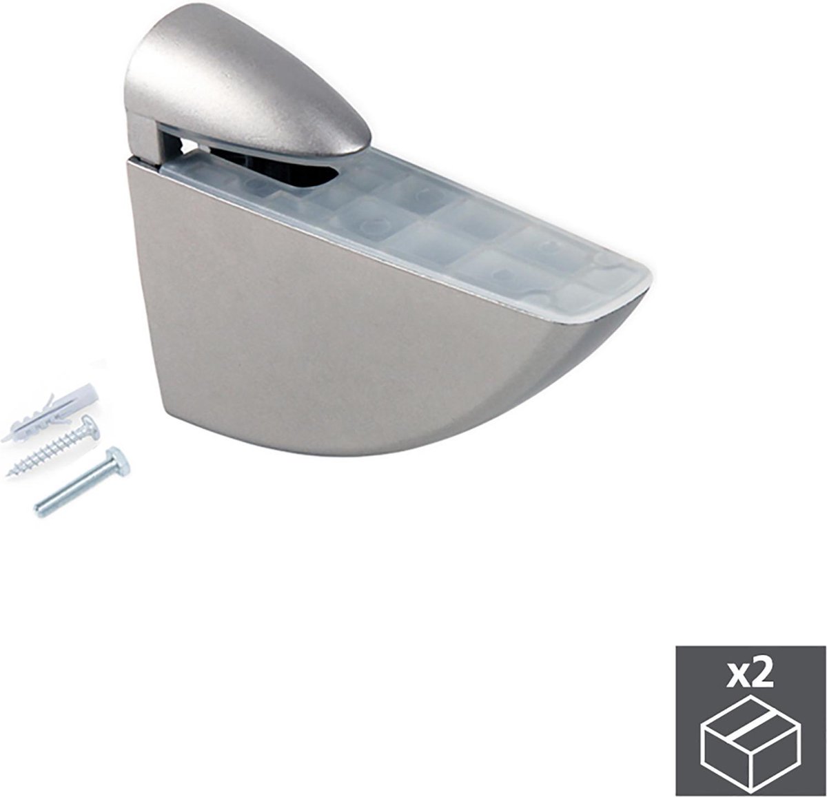 Emuca Drager voor houten of glazen planken, voor dikten 8-40 mm, Kunststof en zamak, Metallic grijs, 2 st.