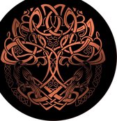 Celtic Tree - Wandcirkel Aluminium -  Odin's Raven en Yggdrasil - rond 60cm - Zwart - Rosé - Pagan - Heidens - Keltisch - Magisch - Muurcirkel - Wanddeco - Dibond