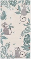 Nattiot - Monkey Paradise Grey Medium Vloerkleed/Tapijt Voor Kinderkamer - Afmetingen 120 x 170 cm
