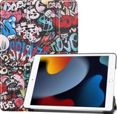 Case2go - Tablet hoes geschikt voor iPad 2021 - 10.2 Inch - Tri-Fold Book Case - Graffiti