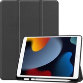 Tablet hoes voor iPad 2021 Hoes met Apple Pencil Houder & Auto Sleep/Wake functie - Tri-Fold book Case - 10.2 inch - Zwart