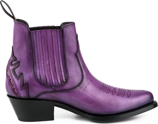 Mayura Bottes pour femmes Marilyn 2487 Violet/Femmes Cowboy Western Fashion Bottines Bout Pointu Talon Oblique Fermeture Élastique En Cuir Véritable Taille EU 38