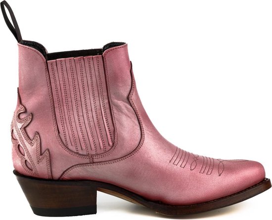Mayura Boots 2487 Blauw/ Dames Cowboy Western Fashion Enklelaars Spitse Neus Schuine Hak Elastiek Sluiting Echt Leer EU