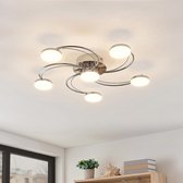 Lindby - LED plafondlamp - 6 lichts - metaal, aluminium, kunststof - H: 9 cm - chroom - Inclusief lichtbronnen