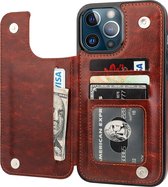 ShieldCase geschikt voor Apple iPhone 13 Pro Max wallet case - bruin - Bookcase hoesje portemonnee - Walletcase flipcase shockproof hoesje pasjeshouder