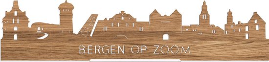 Standing Skyline Bergen op Zoom Eikenhout - 60 cm - Woondecoratie design - Decoratie om neer te zetten en om op te hangen - Meer steden beschikbaar - Cadeau voor hem - Cadeau voor haar - Jubileum - Verjaardag - Housewarming - Interieur -