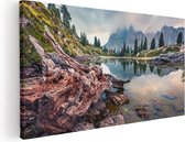 Artaza Canvas Schilderij Meer Met Rotsen In De Alpen Bergen - 40x20 - Klein - Foto Op Canvas - Canvas Print