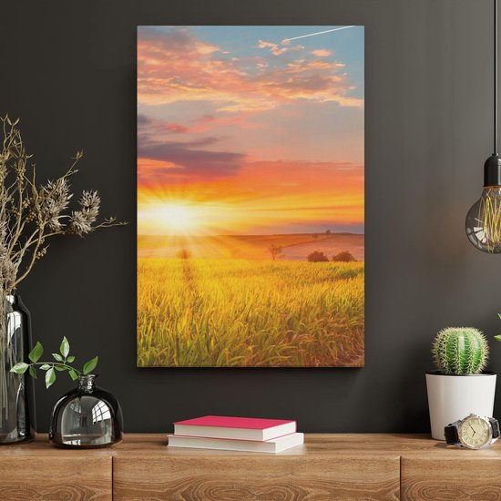 Artaza Peinture sur toile Lever de soleil sur le champ de maïs – 20 x 30 – Klein – Photo sur toile – Impression sur toile