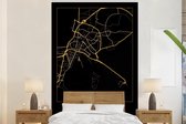 Behang - Fotobehang Kaart - Luxe - Goud - Zwart - Breedte 160 cm x hoogte 240 cm
