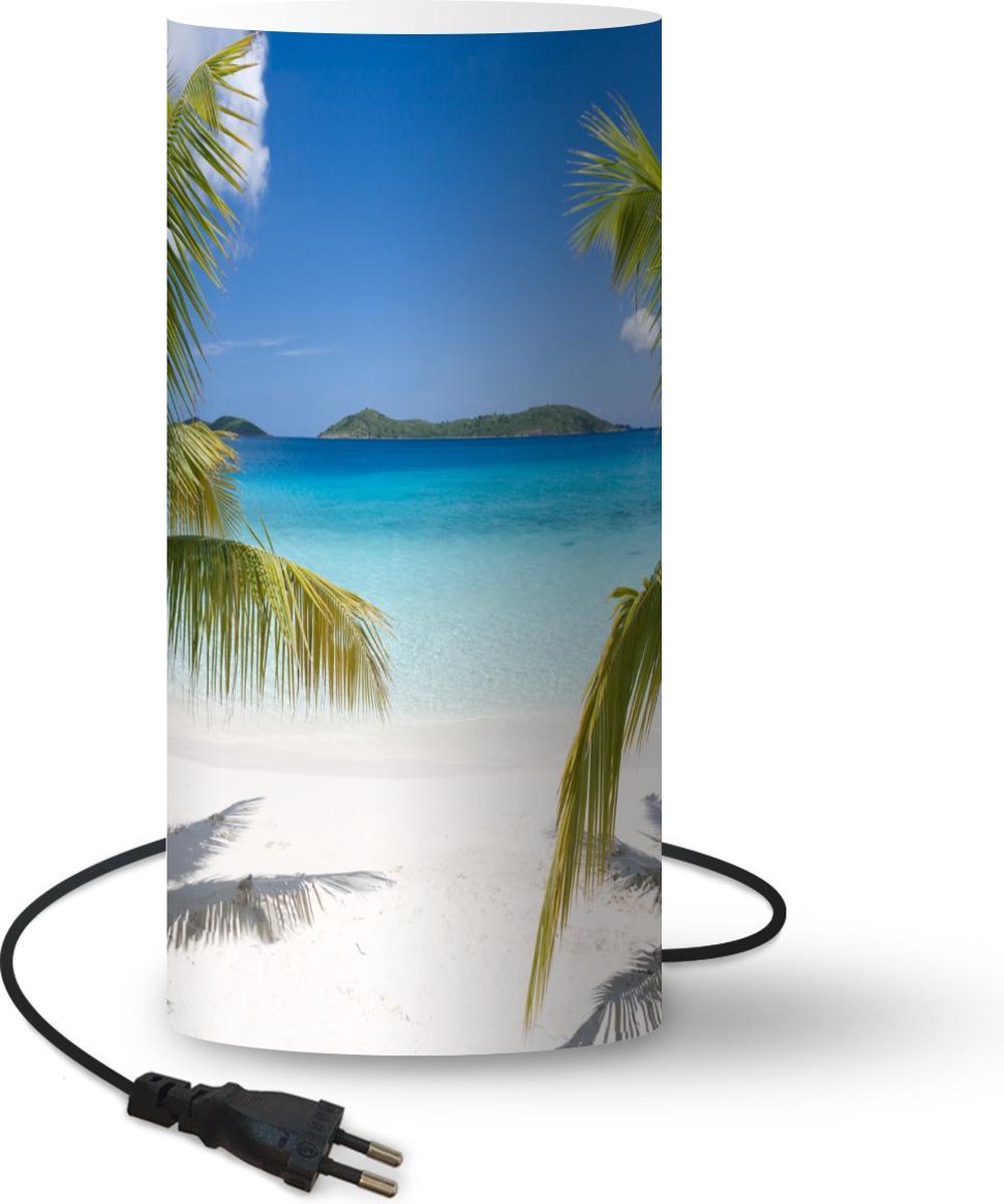 Lamp - Nachtlampje - Tafellamp slaapkamer - Strand - Palmen - Tropisch - 54 cm hoog - Ø24.8 cm - Inclusief LED lamp
