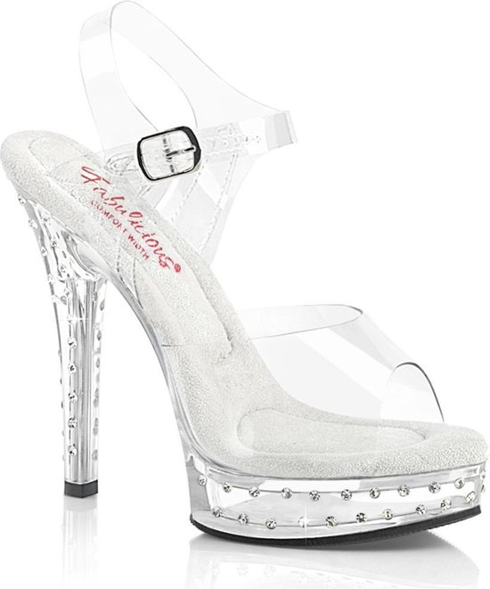 Fabulicious Ankle Strap Sandal -41 Shoes- MAJESTY-508SDT US 11 Transparent / Wit