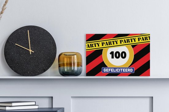 Toile Peinture Anniversaire - 100 - Fête - 30x20 cm - Décoration murale