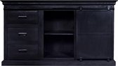 Mangohouten Dressoir Newark Black 140 cm Mahom Industrieel - Dressoir van Mangohout & Metaal - Industriële Dressoir