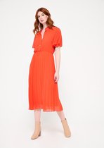 LOLALIZA Maxi jurk met plisse en vlindermouwen - Oranje - Maat 40
