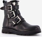 Groot leren meisjes biker boots - Zwart - Maat 32 - Echt leer