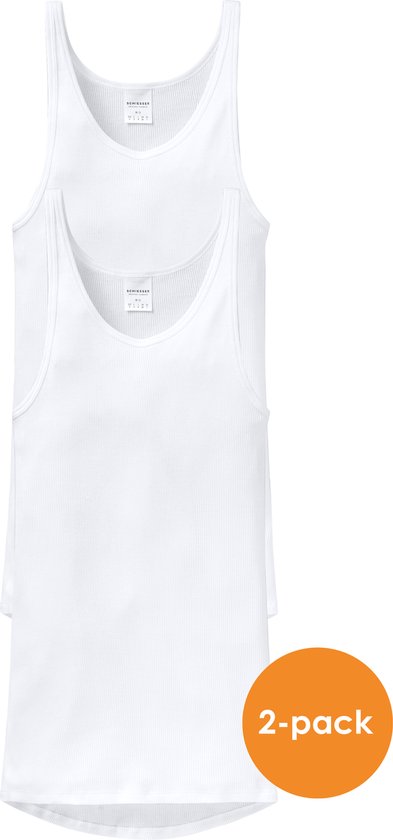 Schiesser Original Classics Singlet - 2 Pack 100 White - maat L (L) - Heren Volwassenen - 100% katoen- 005051-100-L