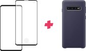 Bundel: Samsung Galaxy S10 Plus screenprotector + blauw Siliconen hoesje