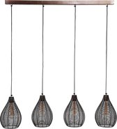 Design hanglamp met 4 gedraaide metalen kappen in mat nikkelkleur