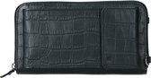 Manfield - Dames - Zwarte portemonnee met crocoprint - Maat 1