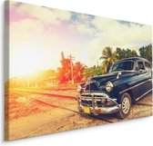 Schilderij -Retro auto in het zwart, wanddecoratie, premium print