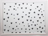 Schootkussen/laptray hartjes print 43 x 33 cm - Schoottafel - Dienblad voor op schoot zwart witte hartjesprint