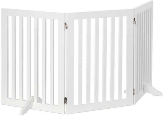 Relaxdays kinderhekje zonder boren - hondenhek binnen - haardhek - wit - MDF - 70 cm hoog - 3 panelen
