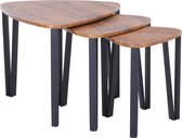 Medina Amarant Salontafel set - Naturel, Zwart - Gefabriceerd Hout, Staal - 22,04 cm x 21,33 cm x 17,91 cm