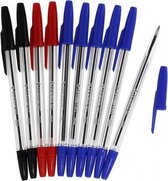 balpennen 16 cm blauw/rood/zwart 10 stuks