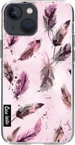 Casetastic Apple iPhone 13 mini Hoesje - Softcover Hoesje met Design - Feathers Pink Print