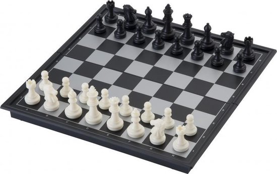 Afbeelding van het spel Reis-schaakspel magnetisch 24 x 24 cm zwart/wit