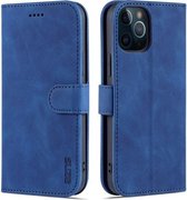 AZNS Skin Feel Calf Texture Horizontal Flip Leather Case met kaartsleuven & houder & portemonnee voor iPhone 12 Pro (blauw)