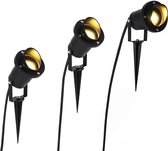 QAZQA done - Moderne Priklamp | Prikspot buitenlamp - 3 lichts - L 13 cm - Zwart - Buitenverlichting