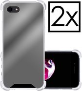 Hoes voor iPhone 8 Hoesje Spiegel Hoes Shock Proof Case Spiegel Hoesje - Zwart - 2x