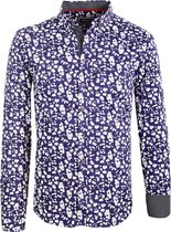 Carisma Stretch Overhemd Met Bloemenprint Blauw 8417 - XXL