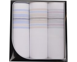 Swan 3 stuks - Heren zakdoeken - White Blue - Cadeau verpakking - 45x45 CM - Wit