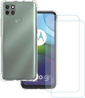 Anti-Shock transparant hoesje silicone met 2 Pack Tempered glas Screen Protector Geschikt voor: Motorola Moto G9 Power