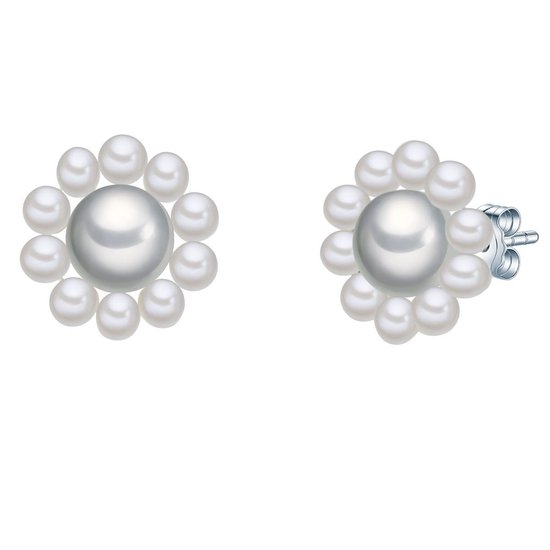 Valero Pearls dames oorbellen 925 zilveren zoet water parel One Size Wit Zilver 32018619
