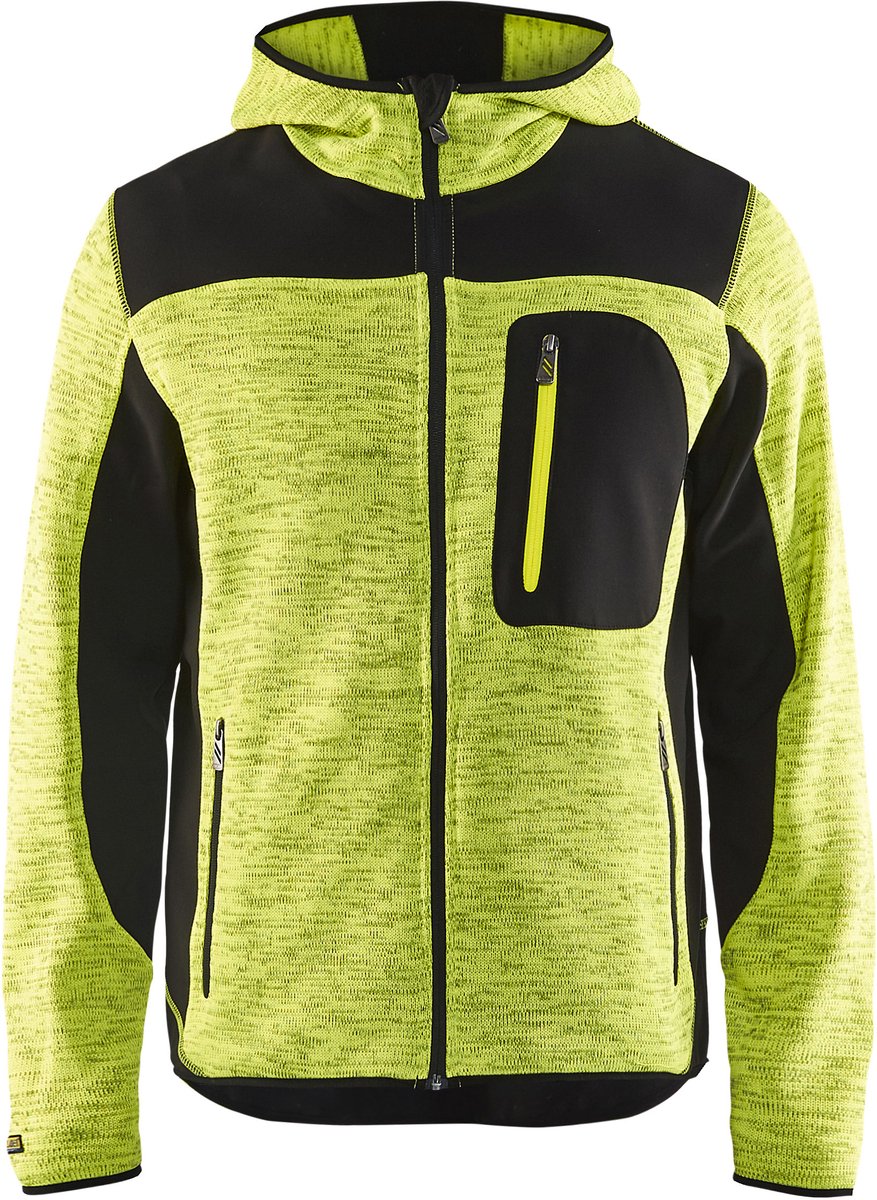 Blaklader Gebreid vest met softshell 4930-2117 High Vis Zwart