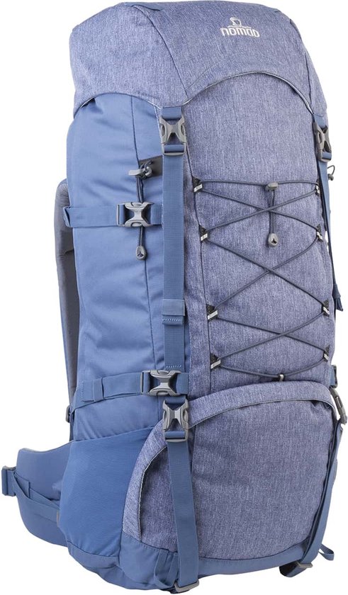 NOMAD®  Karoo SlimFit 65 L Backpack  - Easy Fit Explorer  -  steel - Gratis Regenhoes - Blauw