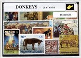 Ezels – Luxe postzegel pakket (A6 formaat) : collectie van 25 verschillende postzegels van ezels – kan als ansichtkaart in een A6 envelop - authentiek cadeau - kado tip - geschenk - kaart - Equus africanus asinus - hoefdier - lastdier - trekdier