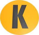 Magazijn vloersticker   -  Ø 19 cm   -  geel / zwart   -  Letter K