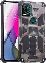 Voor Motorola Moto G Stylus 5G Camouflage Armor Schokbestendig TPU + PC Magnetische beschermhoes met houder (legergroen)