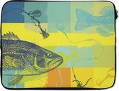 Laptophoes 15 inch 38x29 cm - Vissen illustratie - Macbook & Laptop sleeve Gekleurde illustratie van een vis - Laptop hoes met foto