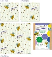 Beeskin Bijenwasdoeken Set - 2x Small en 1x Medium - Alternatief voor huishoudfolie - Kids print