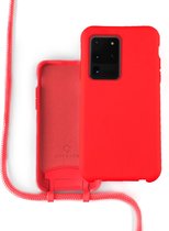 Coverzs Silicone case met koord Samsung Galaxy S20 Ultra - Rood